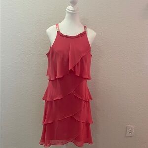 SL Fashions Pink Layered Mini Dress